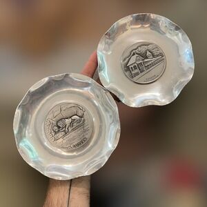 Luzern Switzerland SIGG SIGAL Pewter Plates Lion Monument Kapellbrucke Silver